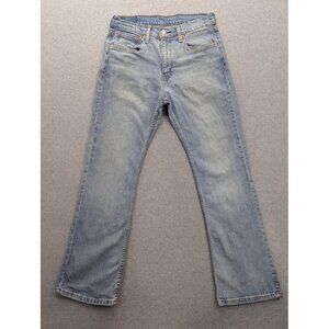 Levis 527 Jeans Mens 32x32 Blue Slim Bootcut Stretch Denim Distressed Zip Fly